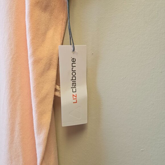 NWT Liz Claiborne Womens Pale Peach Puff Sleeve Knit Top L Soft Girl Office - Picture 4 of 8